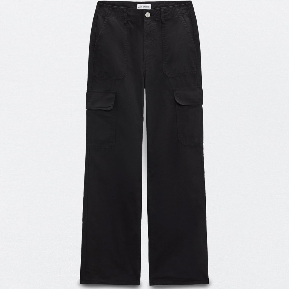 ZARA TRF STRAIGHT LEG CARGO PANTS WITH HIGH WAIST